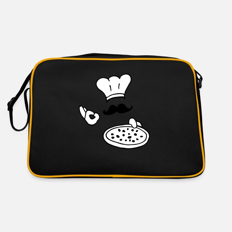 pizza - Retro Tasche - Schwarz/Gold