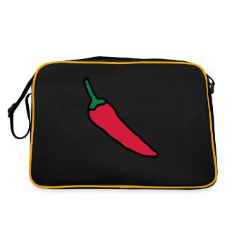 Chili-Pfeffer-Zeichnung, Gemüse, Paprika - Retro Tasche - Schwarz/Gold - Hinten