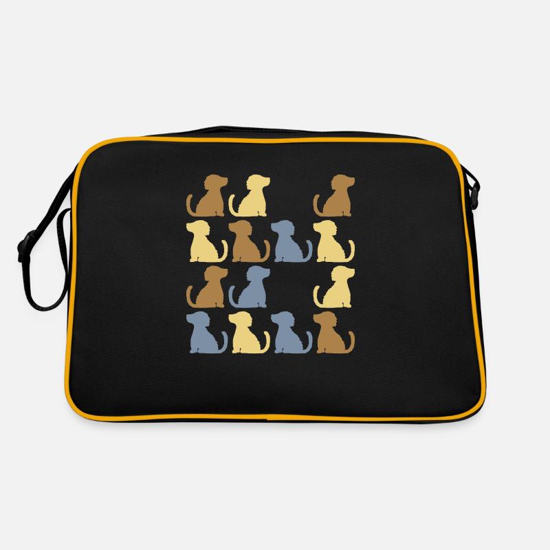 Muster brave sitzende Hunde Retro Tasche