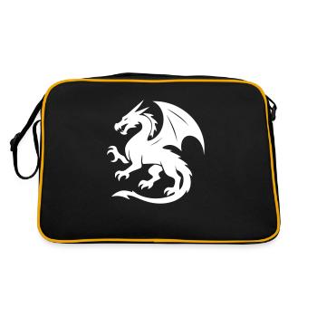 Dragon (white) - Retro Bag - black/gold - Back