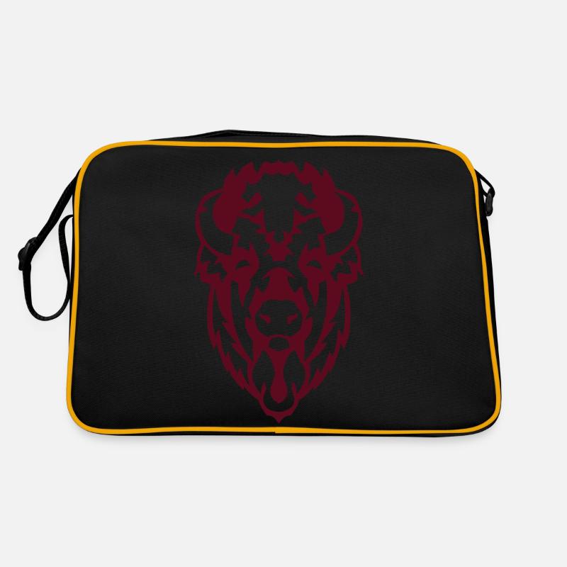 bison tete animal - Sac Retro - noir/or