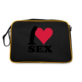 I love Sex - Retro Tasche - Schwarz/Gold - Hinten