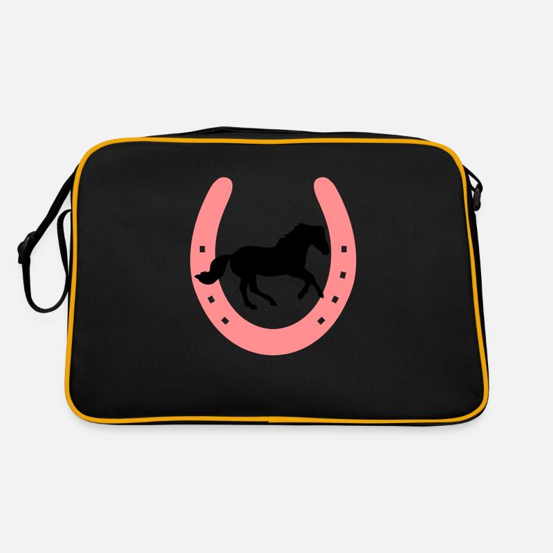 Fer à cheval avec cheval au galop - Sac Retro - noir/or