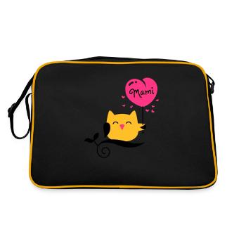 eule - owl - uhu - kauz - Mami - Mutti - 3C - Retro Tasche - Schwarz/Gold - Hinten