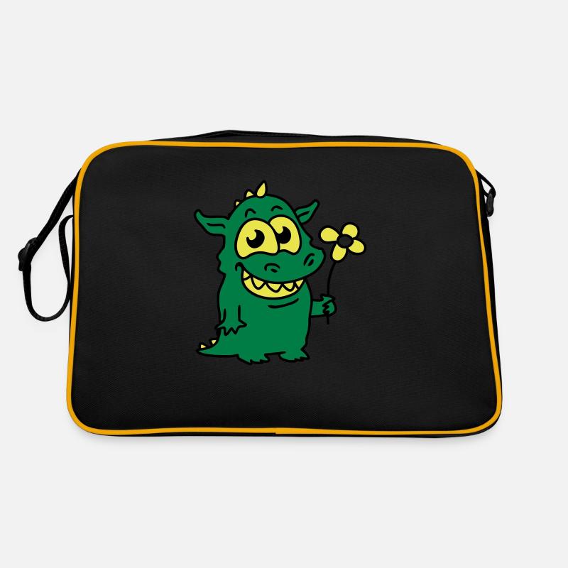 Drache mit Blume Retro Tasche