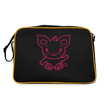 Cute Cat Waving Happy Smiling Kitten Fun - Retro Bag - black/gold - Back