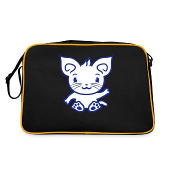 Cute Cat Waving Happy Smiling Kitten Fun - Retro Bag - black/gold - Back