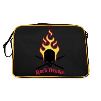 fire_skull_drumsticks_d_3c - Retro Bag - black/gold - Back