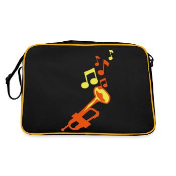 Trompete Trompete Trompete Noten - Retro Tasche - Schwarz/Gold - Hinten