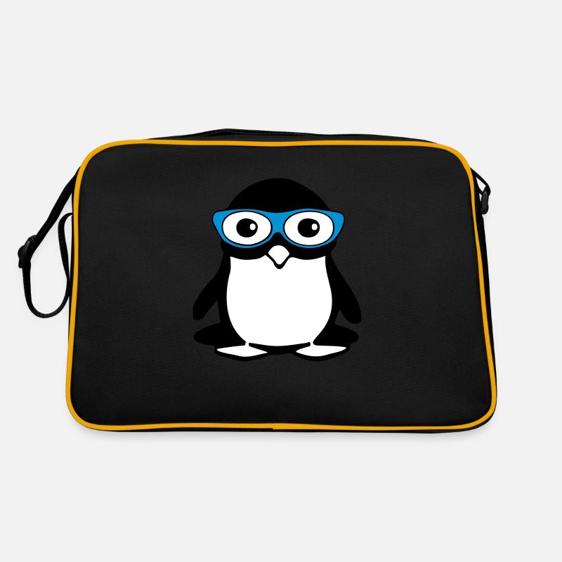 Pingouin mignon avec des lunettes, illustration vectorielle Sac Retro