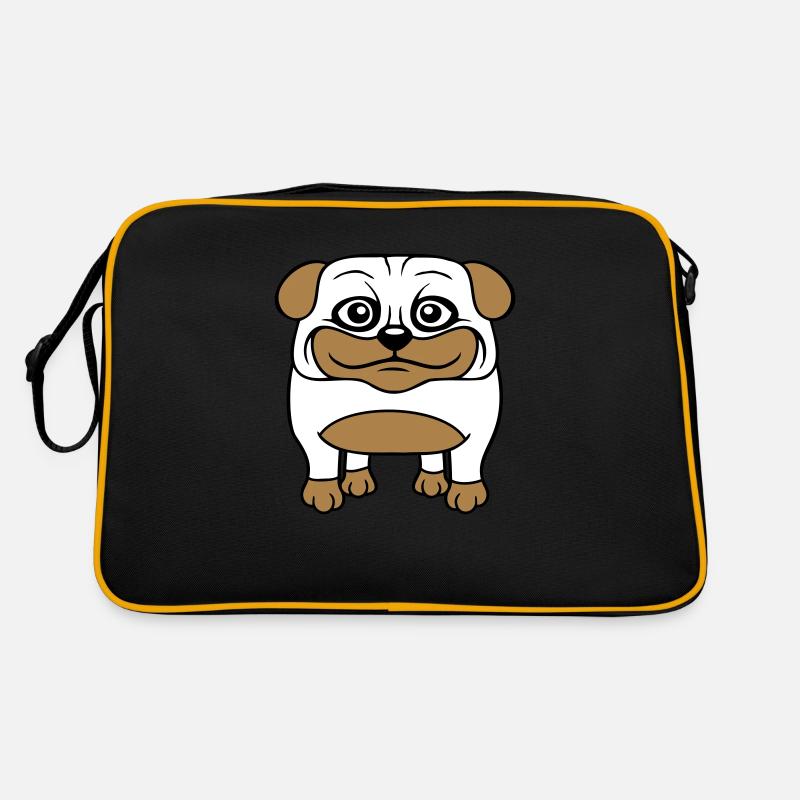 Hund Mops Klein Süß Dick Lieb Glücklich Comic Spaß Retro Tasche