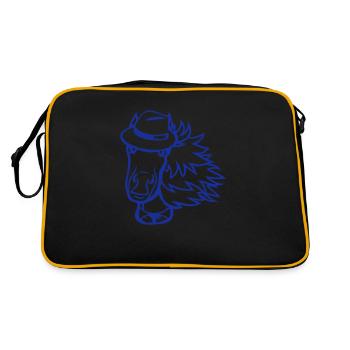 Pferd Mann Hut Anzug Krawatte Detektiv Junge Cool - Retro Tasche - Schwarz/Gold - Hinten