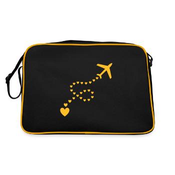 ★ design colors changeable ★ airplane (trace, hearts) - Retro Bag - black/gold - Back