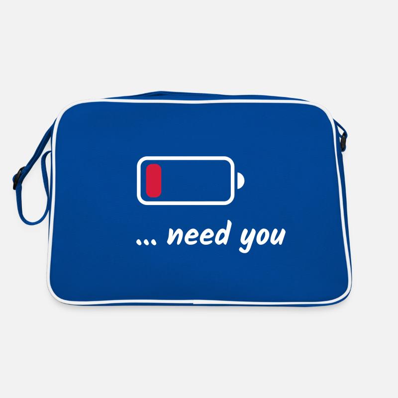 Low Battery Need You Weiß Retro Tasche