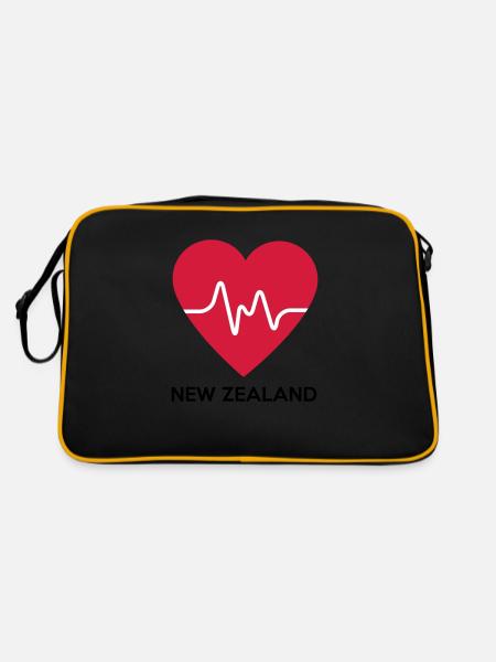 Herz New Zealand - Retro Tasche - Schwarz/Gold - Hinten