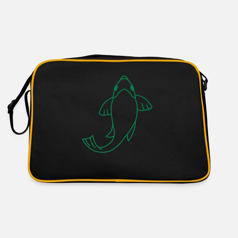 Einzelne Koi-Schwimmfische - Retro Tasche - Schwarz/Gold