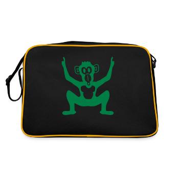 Lustiger Party Affe Hält Finger Hände Hoch Spaß DJ - Retro Tasche - Schwarz/Gold - Hinten