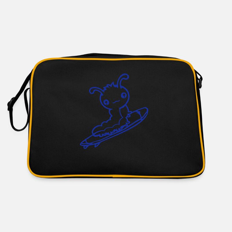 Caterpillar Surfer Surfing Surfboard Sea Waves Riding Retro Bag