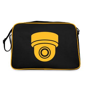 Warning CCTV Camera Badge Security Sign Icon - Retro Bag - black/gold - Back