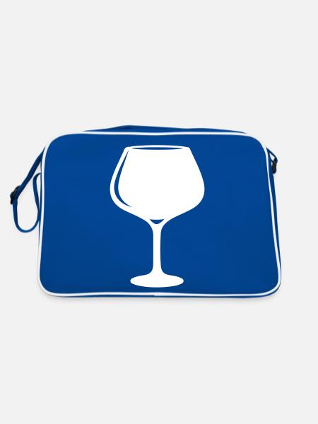 Verre à vin rouge symbole de vin - Sac Retro - bleu/blanc - Dos