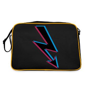 3d electric lightning electricity energy strong current eighty - Retro Bag - black/gold - Back
