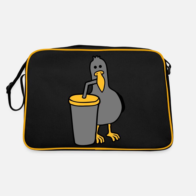Möwe trinkt Cola Getränk Retro Tasche