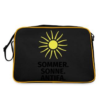 Sommer Sonne Antifa - Retro Tasche - Schwarz/Gold - Hinten