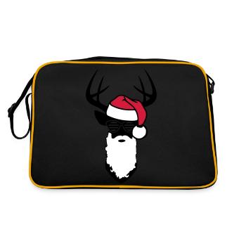 deer christmas santa - Retro Tasche - Schwarz/Gold - Hinten