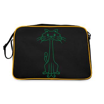 Drôle de chat à long cou regardant joyeux souriant - Sac Retro - noir/or - Dos