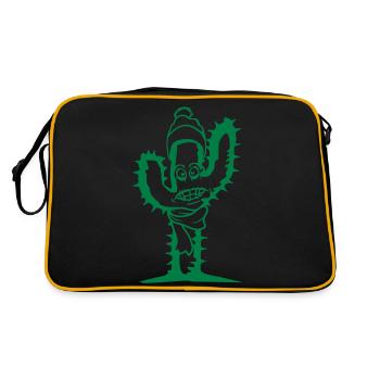 Kaktus Winter Fun Kalt Gesicht Frieren Schal Mütze - Retro Tasche - Schwarz/Gold - Hinten
