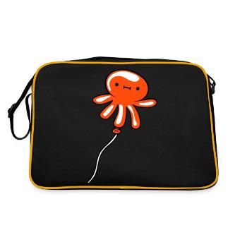 Pieuvre Ballon Volant Mignon Enfant Heureux Bande Dessinée - Sac Retro - noir/or - Dos