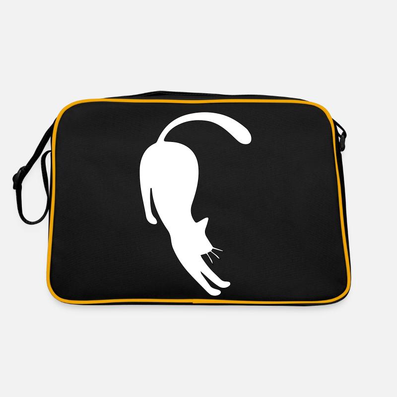katze - Retro Tasche - Schwarz/Gold