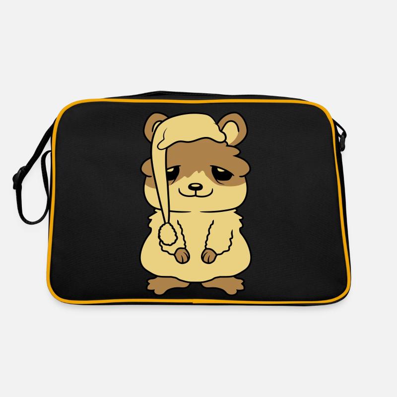 Tired sweet hamster sleepy hat Retro Bag