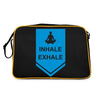 inhale exhale yoga quote - Retro Bag - black/gold - Back