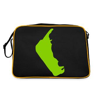 Amrum silhouette, Insel Amrum, Amrum - Retro Tasche - Schwarz/Gold - Hinten