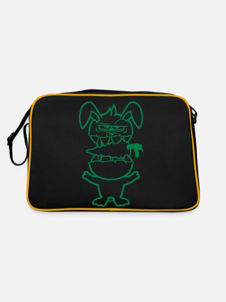 Bunny Monster Evil Carrot Carrot Halloween Horror - Retro Bag - black/gold - Back