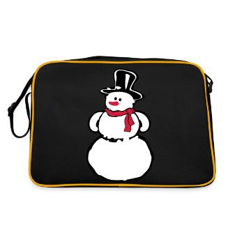 Schneemann - Retro Tasche - Schwarz/Gold - Hinten
