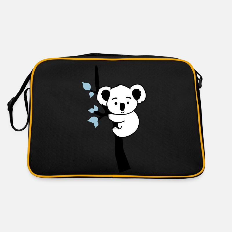 koalabär comic baum - Retro Tasche - Schwarz/Gold