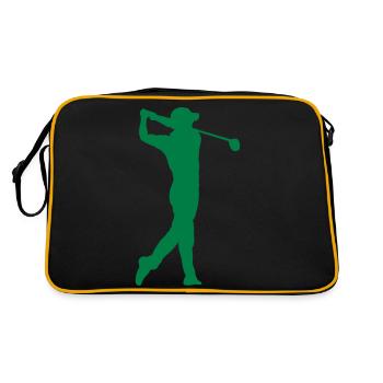 Golf swing golfer silhouette drive sport - Retro Bag - black/gold - Back
