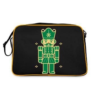 Weihnachtlicher Nussknacker - Retro Tasche - Schwarz/Gold - Hinten