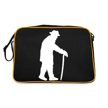 Pensioner Grandpa Grandpa Old Man With Walking Stick Hat - Retro Bag - black/gold - Back