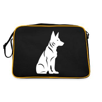 Hund - Retro Tasche - Schwarz/Gold - Hinten