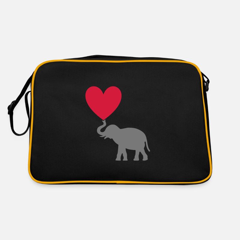 ★ Design colors can be changed ★ Elephant with heart Retro Bag
