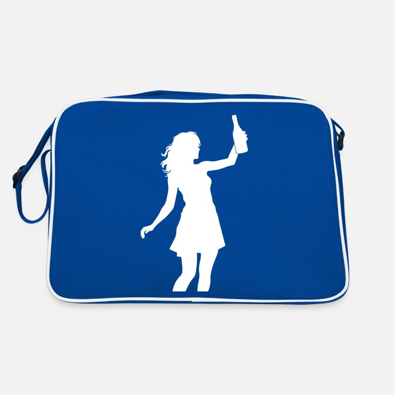 Party Girl Silhouette Celebrating Drinking Retro Bag