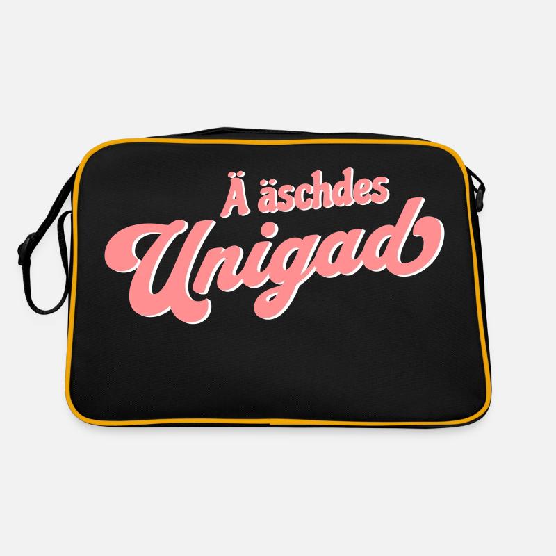 Ostdeutsch Unigad Unikat Dialekt - Retro Tasche - Schwarz/Gold