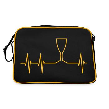 EKG und Weinglas - Retro Tasche - Schwarz/Gold - Hinten