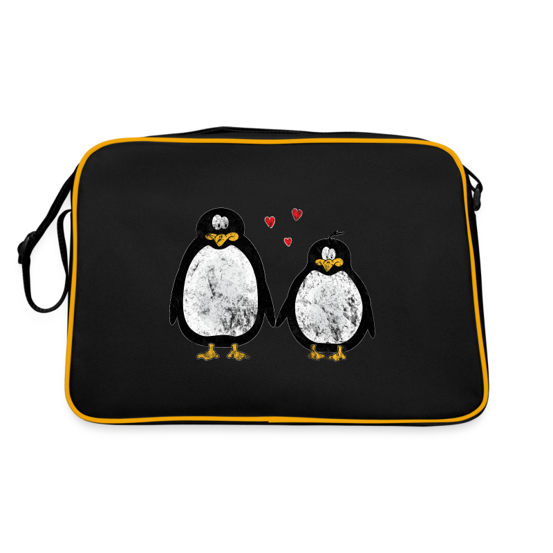 verliebte Pinguine Liebespaar. Geschenk der Liebe - Retro Tasche