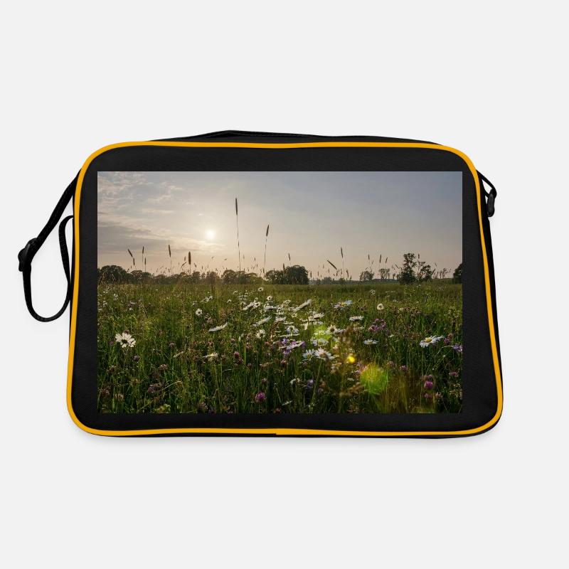 Sunlight over the evening landscape Retro Bag