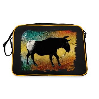 Camargue bull painting - Retro Bag - black/gold - Back