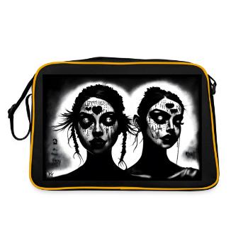 Die Zwillingsschwestern - Retro Tasche - Schwarz/Gold - Hinten
